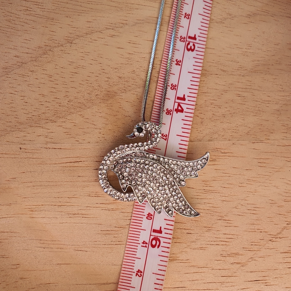 Swan Diamante Long Necklace - Picture 8 of 9